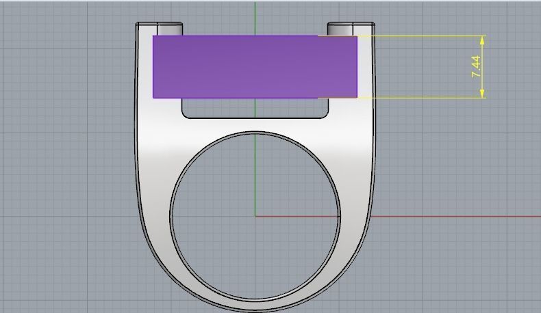 Mens ring with large width and square stone N01508 3D print model_10