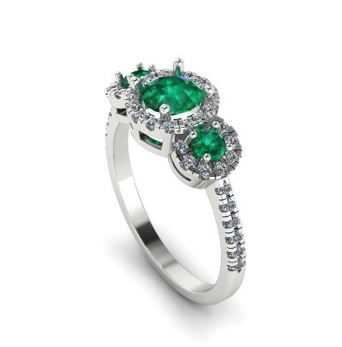 Ring with round stones N01502 3D print model_2