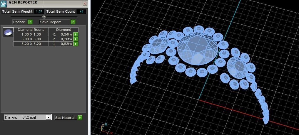 Ring with round stones N01502 3D print model_10