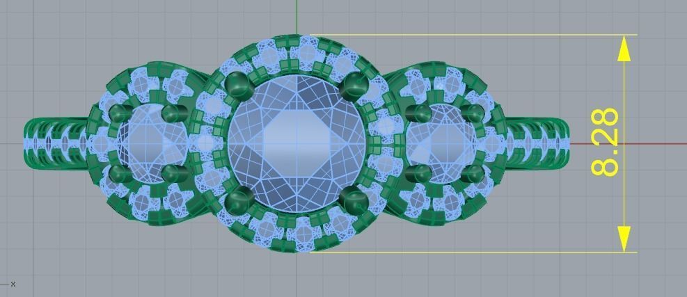 Ring with round stones N01502 3D print model_8