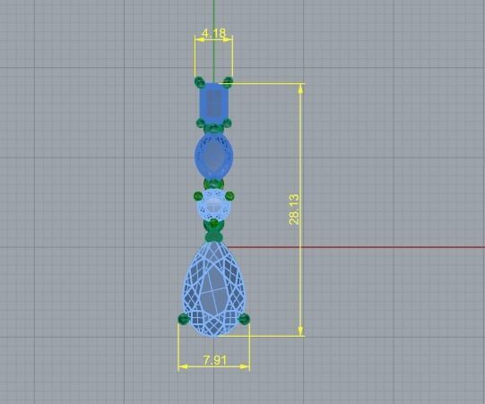 Pendant with stones N01478 3D print model_6