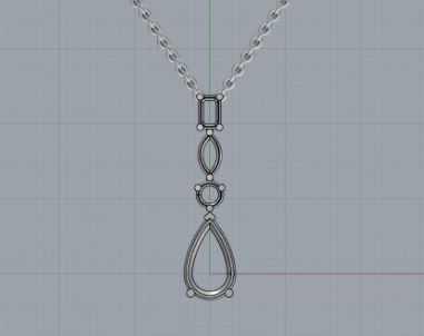 Pendant with stones N01478 3D print model_4