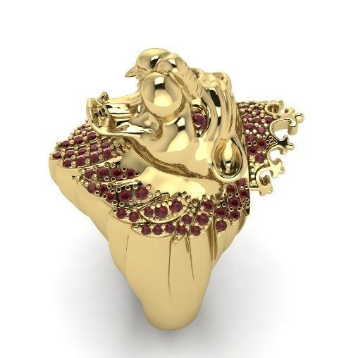 Ring lion N01473 3D print model_1