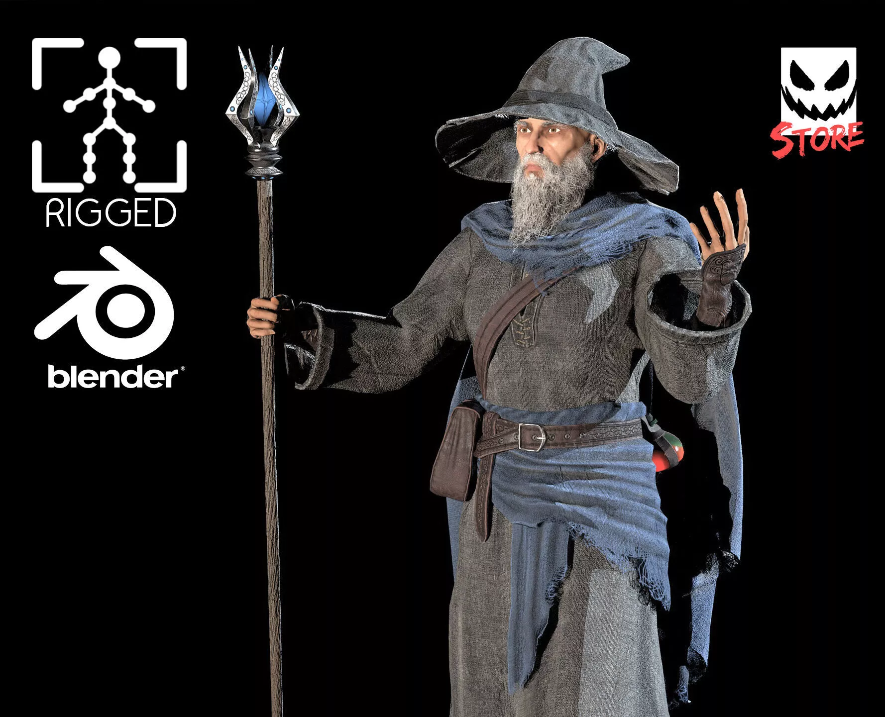 Modular Magician Low-poly 3D model