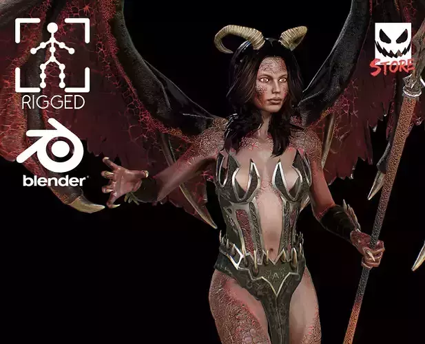 Demon girl Low-poly 3D model