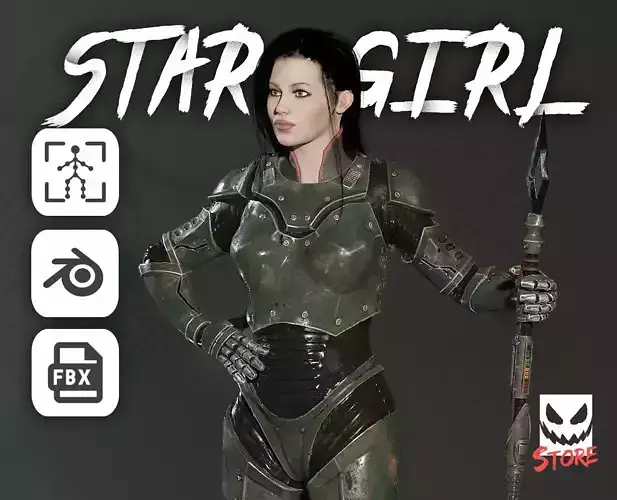 Star girl Low-poly 3D model
