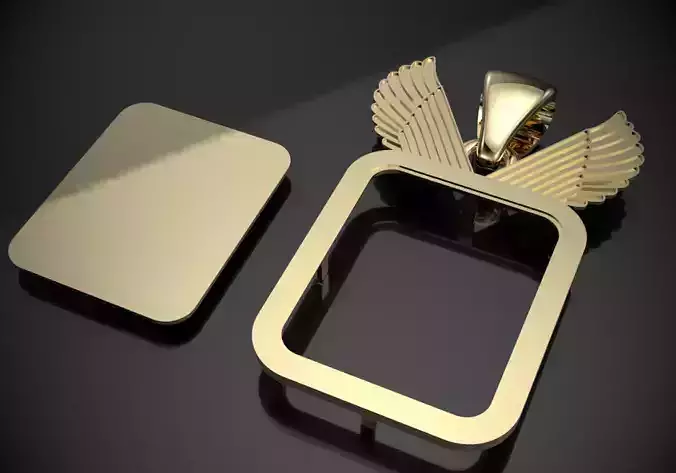 plain angel wings memorial picture pendant 