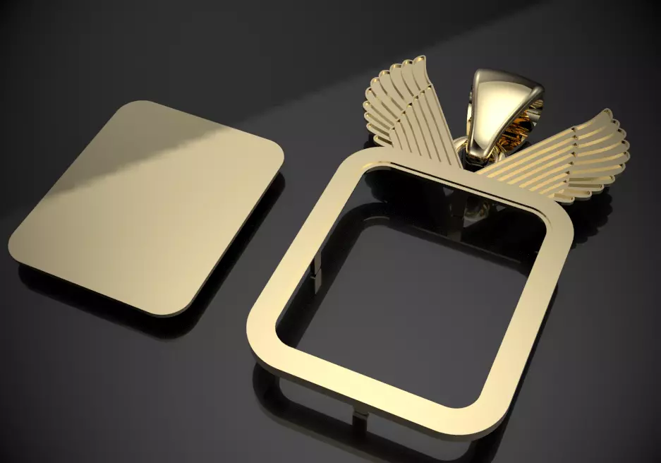 plain angel wings memorial picture pendant 3D print model