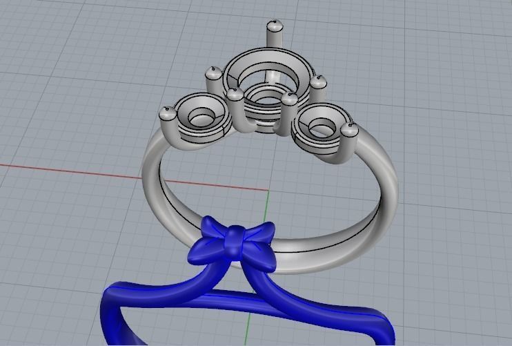 Womens ring with a bow N011924 3D print model_4