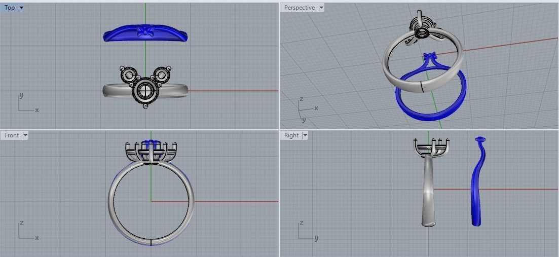 Womens ring with a bow N011924 3D print model_2