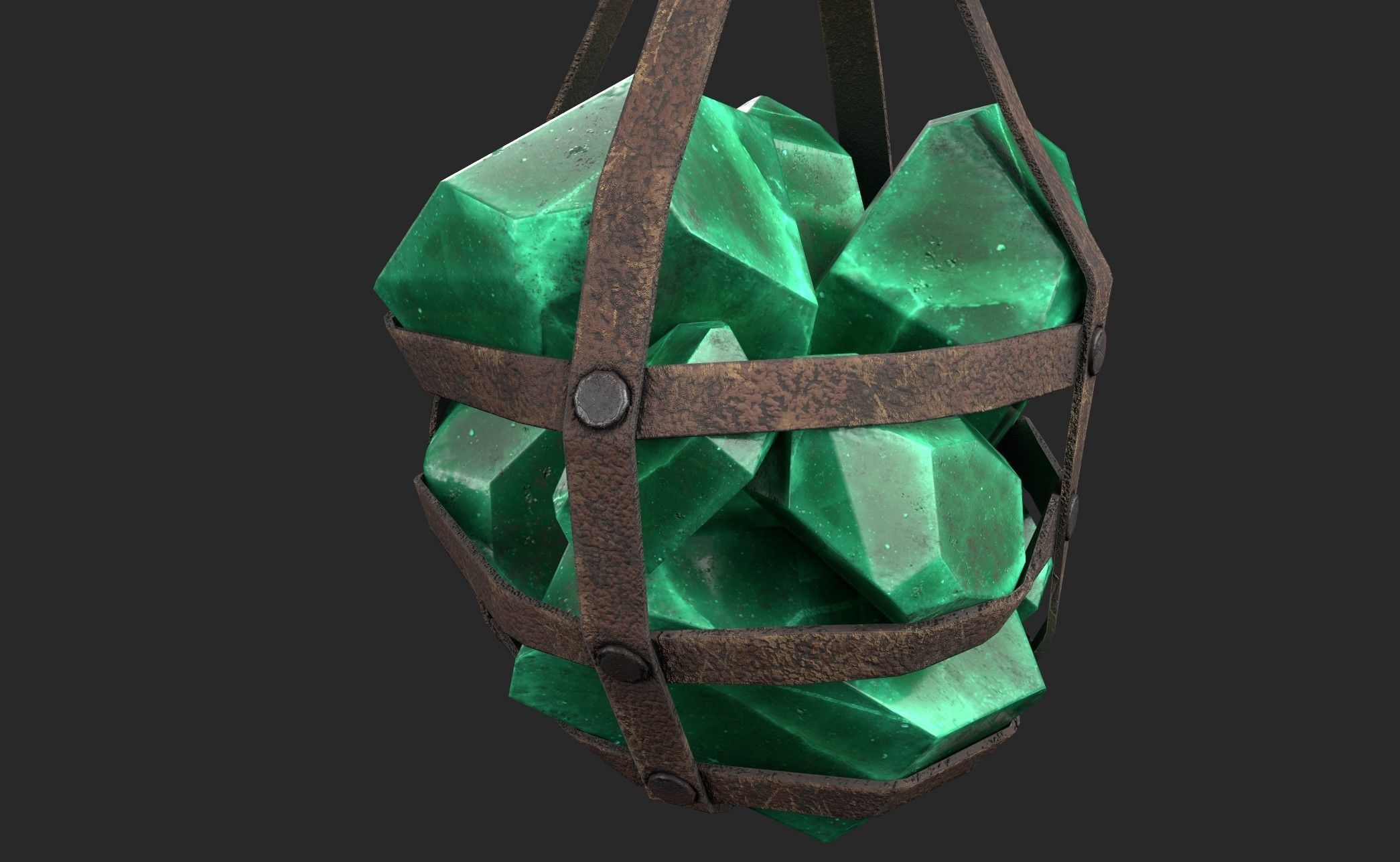 Hanging Crystal Light Low-poly 3D model_11