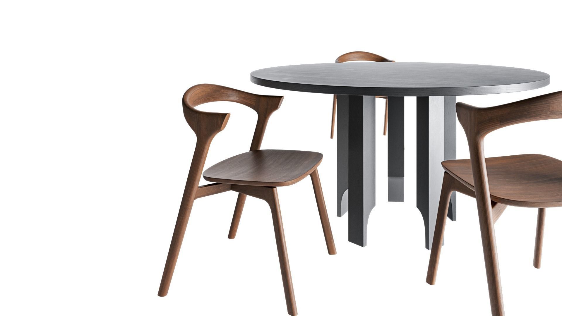 Mokko Acer table and Ethnicraft Bok chair 3D model_3