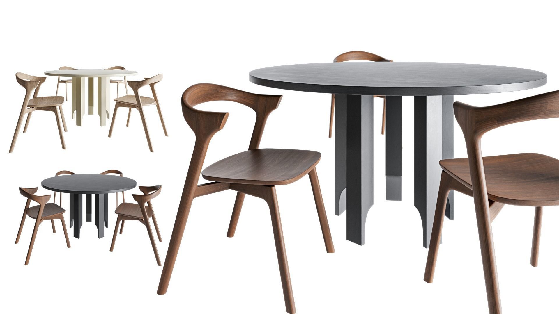 Mokko Acer table and Ethnicraft Bok chair 3D model_4