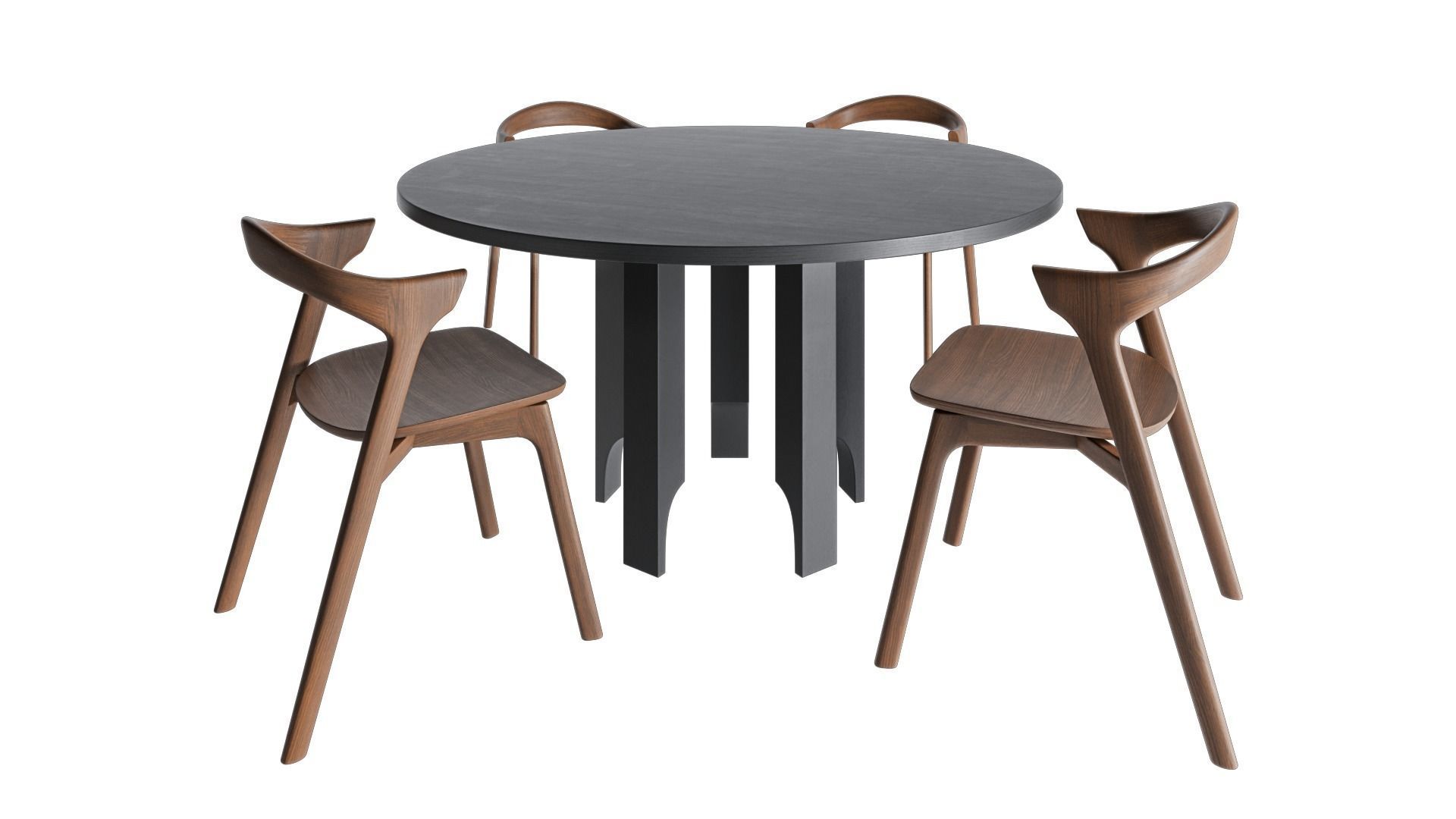 Mokko Acer table and Ethnicraft Bok chair 3D model_1