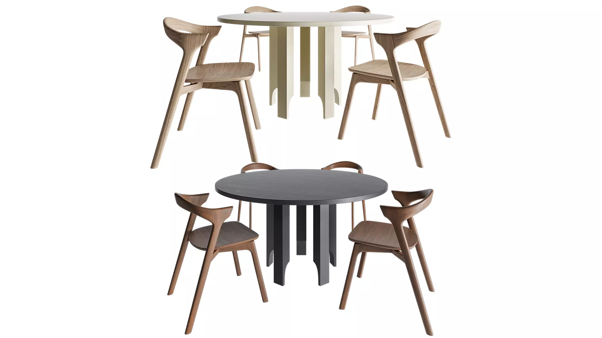 Mokko Acer table and Ethnicraft Bok chair 3D model_0