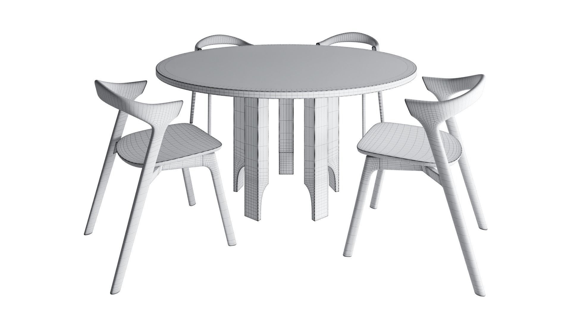 Mokko Acer table and Ethnicraft Bok chair 3D model_5