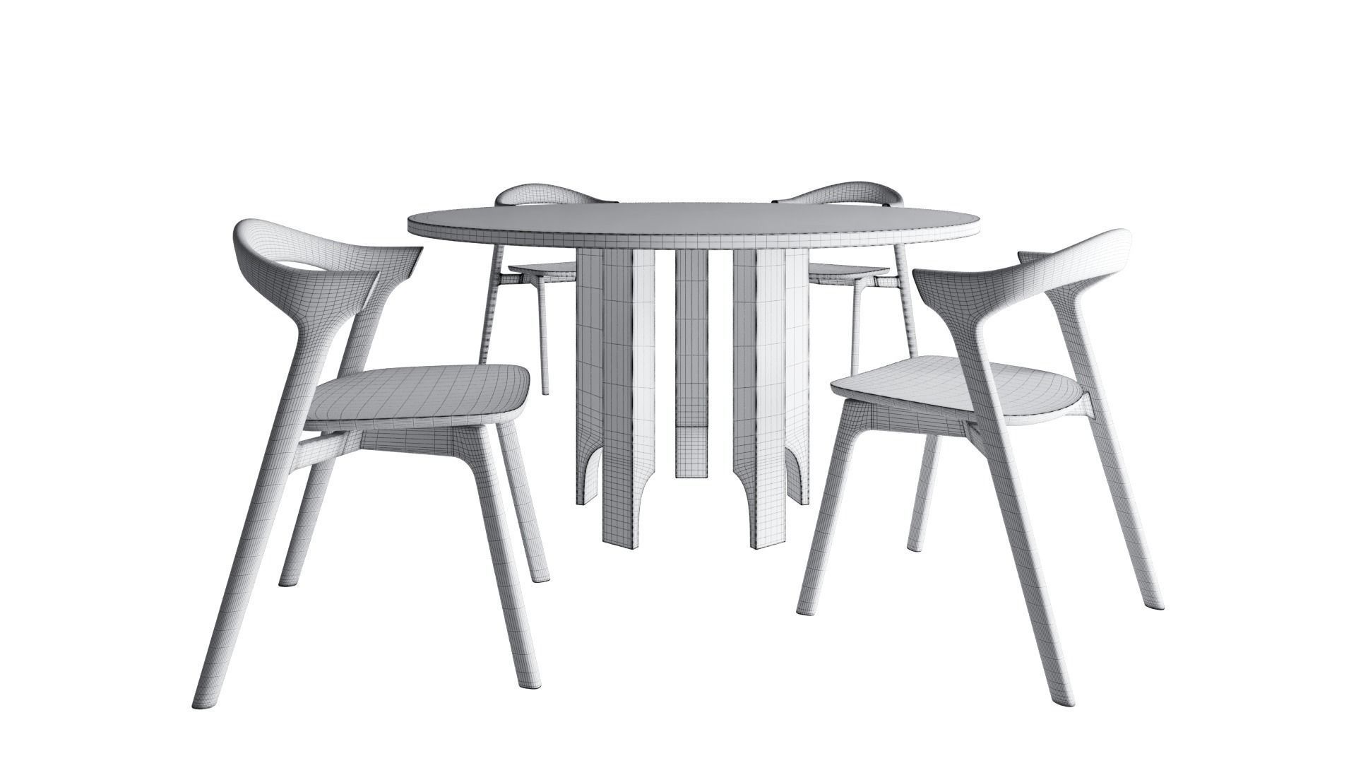 Mokko Acer table and Ethnicraft Bok chair 3D model_6