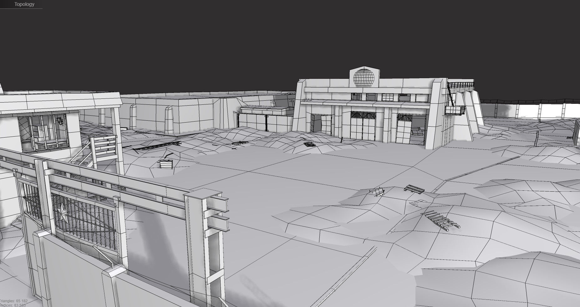 abandoned industrial site with underground bomb shelters Low-poly 3D model_35