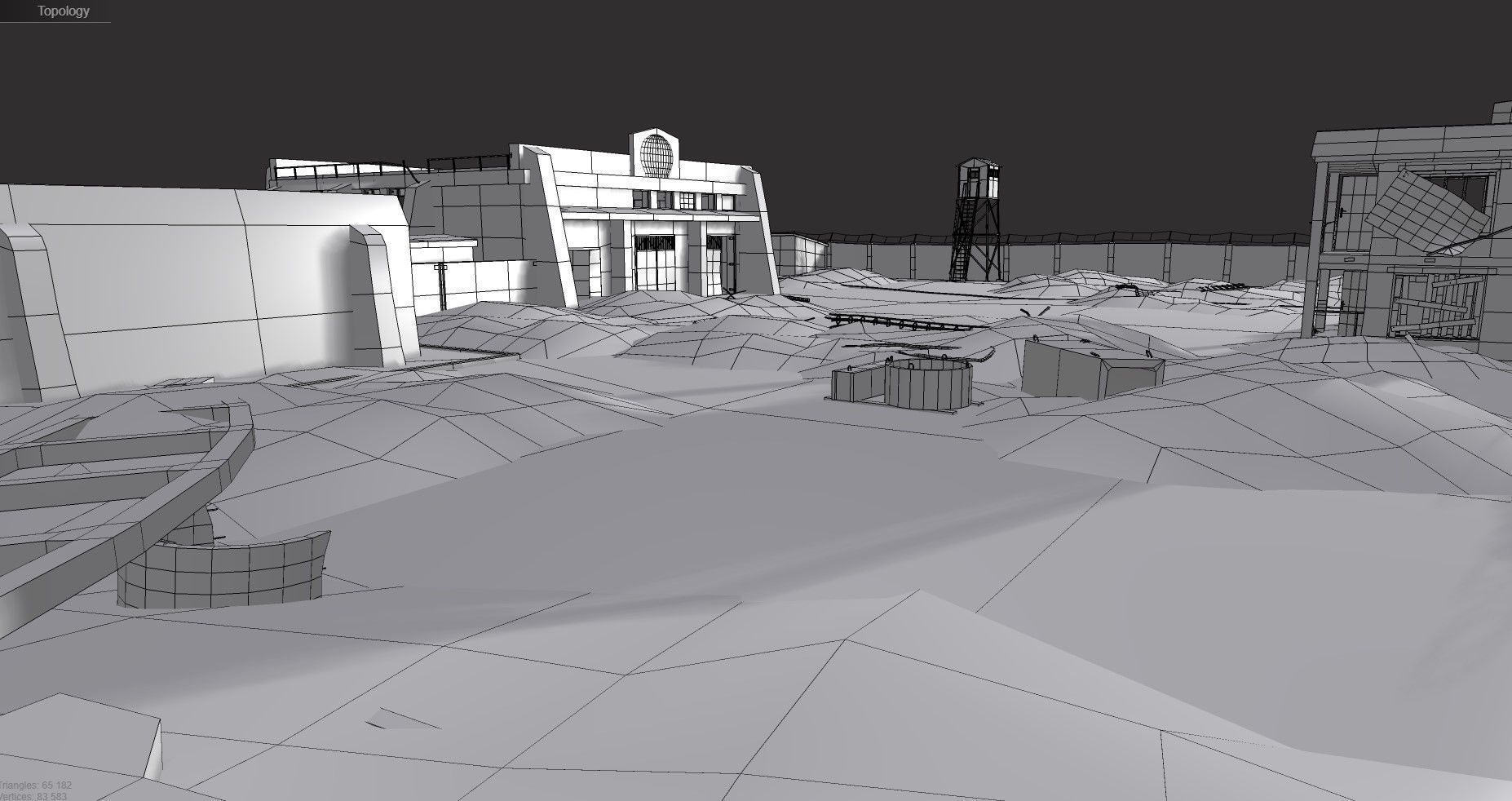 abandoned industrial site with underground bomb shelters Low-poly 3D model_5