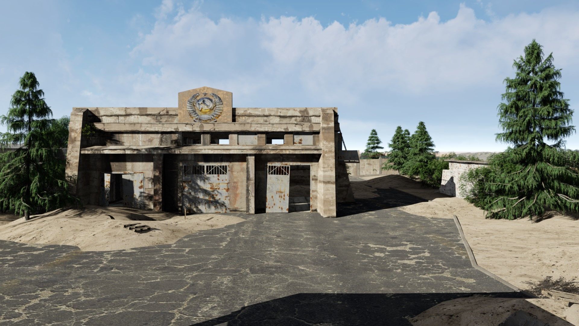 abandoned industrial site with underground bomb shelters Low-poly 3D model_30