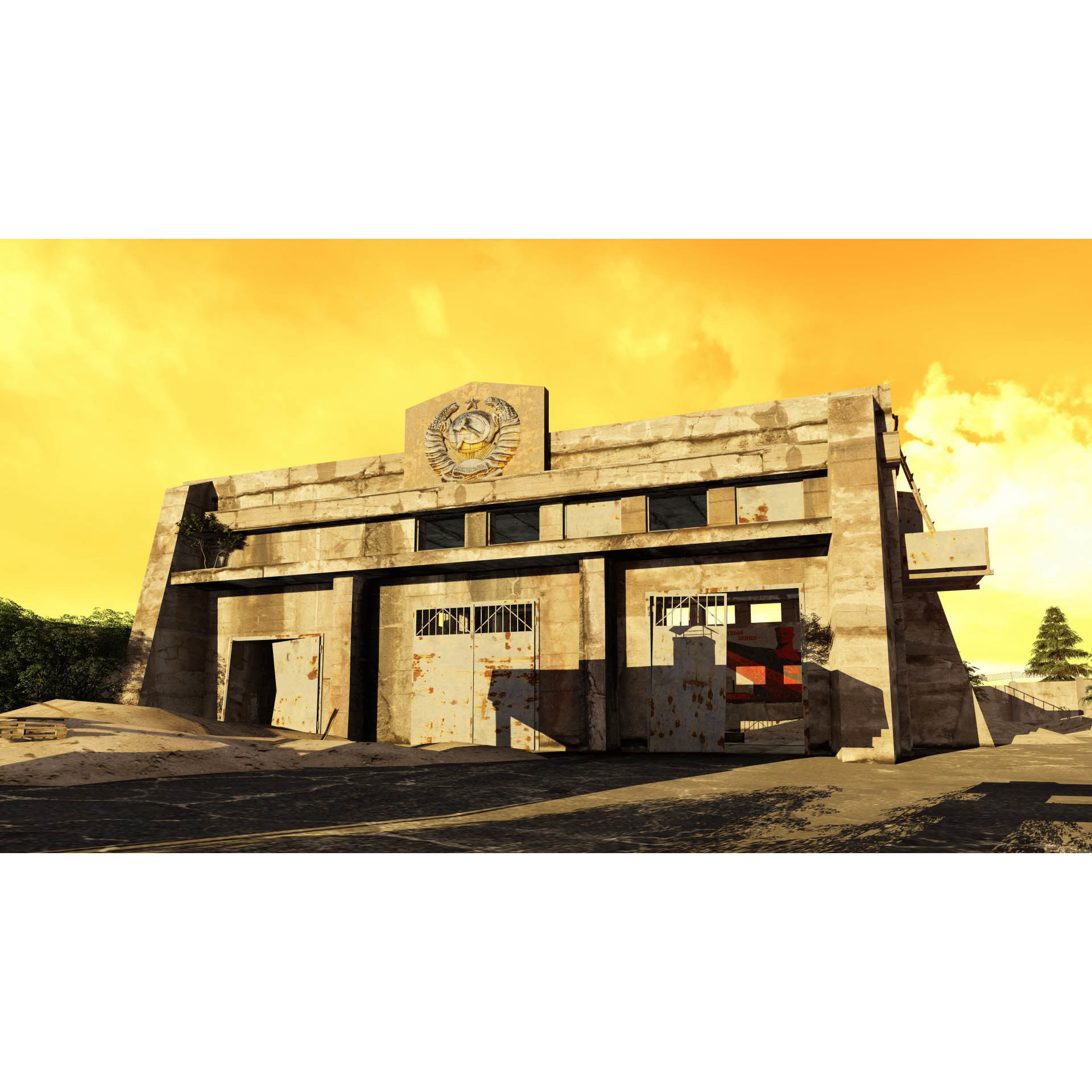 abandoned industrial site with underground bomb shelters Low-poly 3D model_49