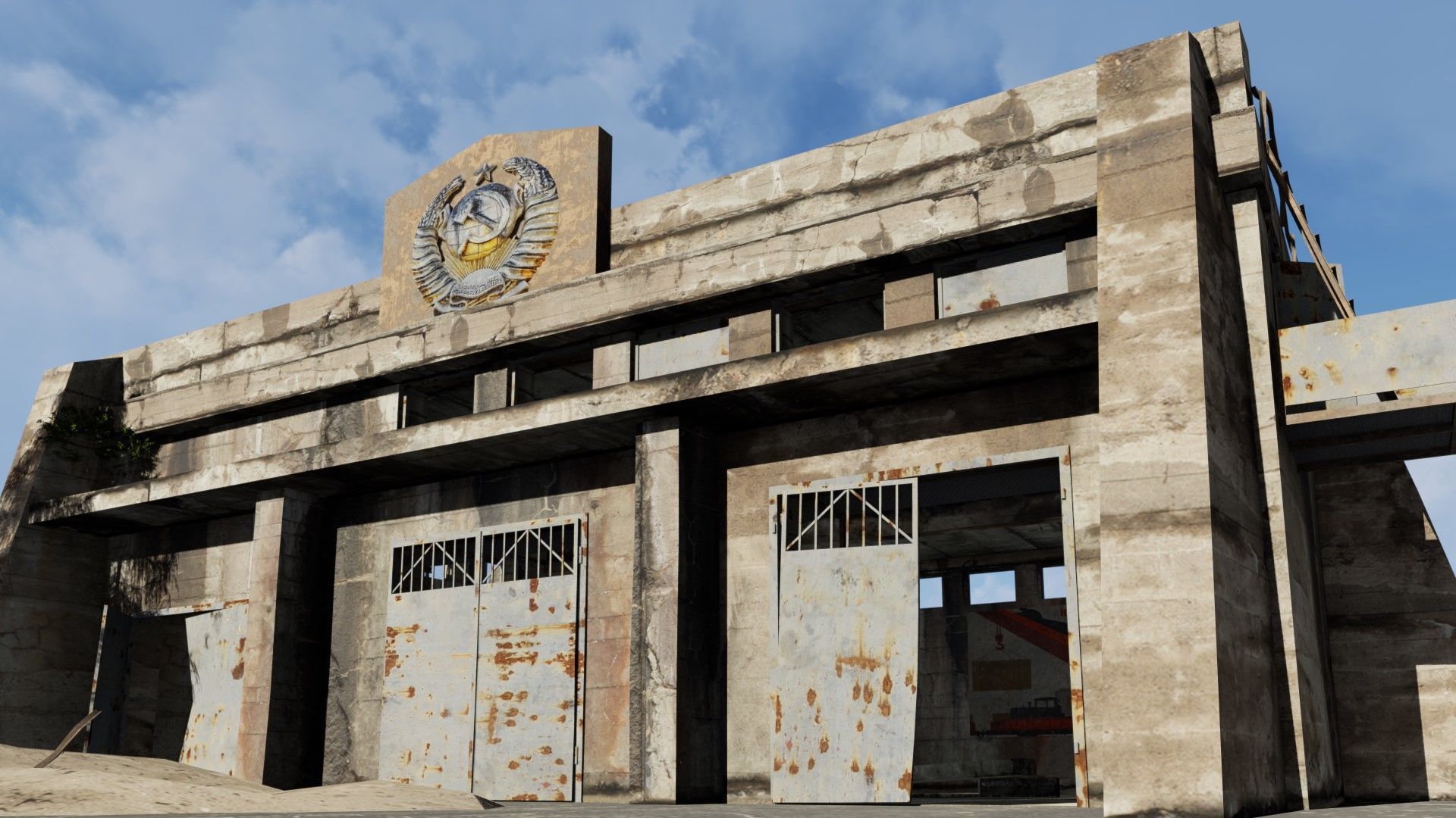 abandoned industrial site with underground bomb shelters Low-poly 3D model_47