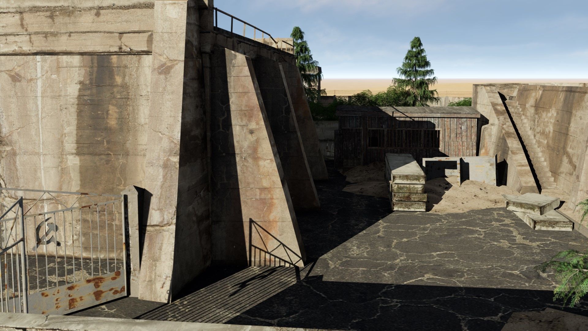 abandoned industrial site with underground bomb shelters Low-poly 3D model_23