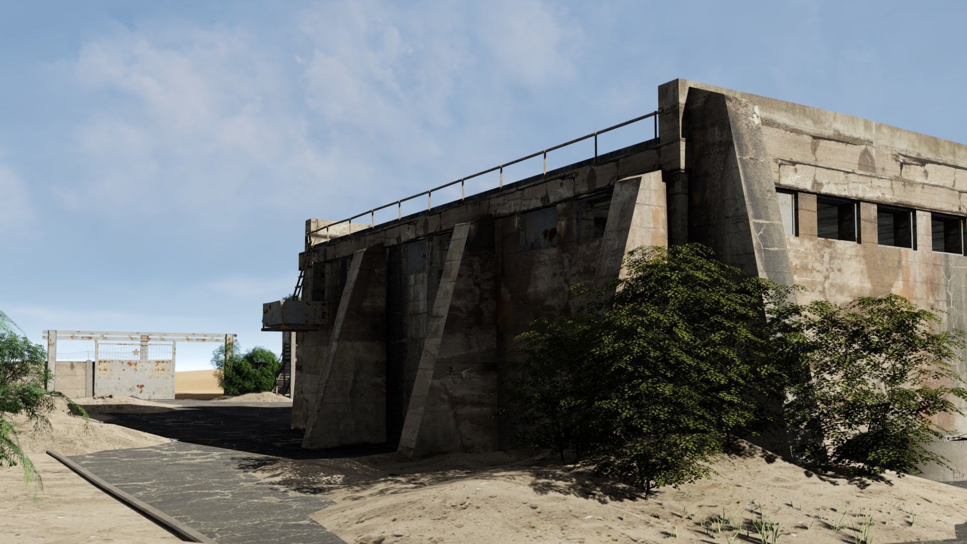 abandoned industrial site with underground bomb shelters Low-poly 3D model_27