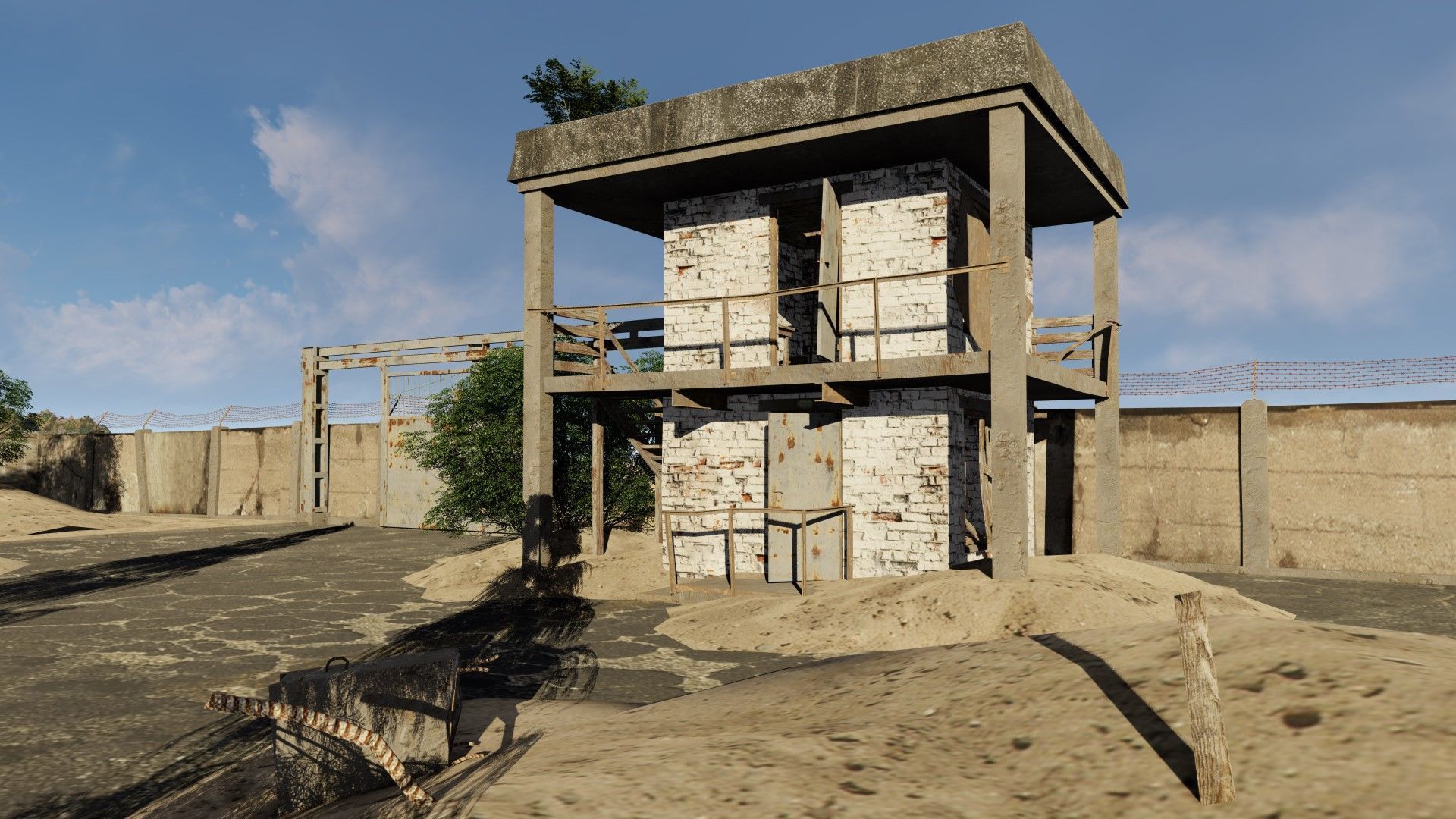 abandoned industrial site with underground bomb shelters Low-poly 3D model_7