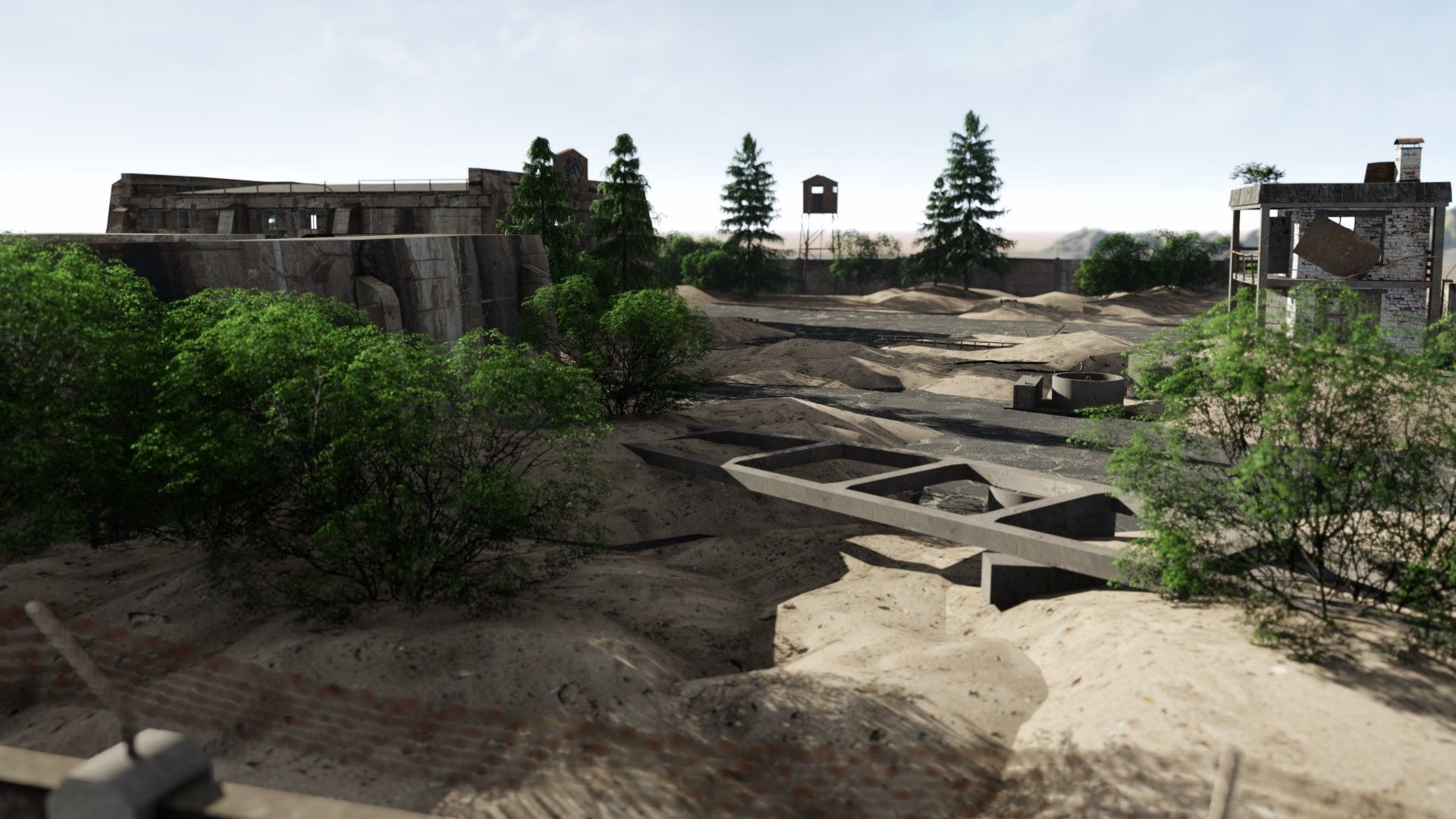 abandoned industrial site with underground bomb shelters Low-poly 3D model_4