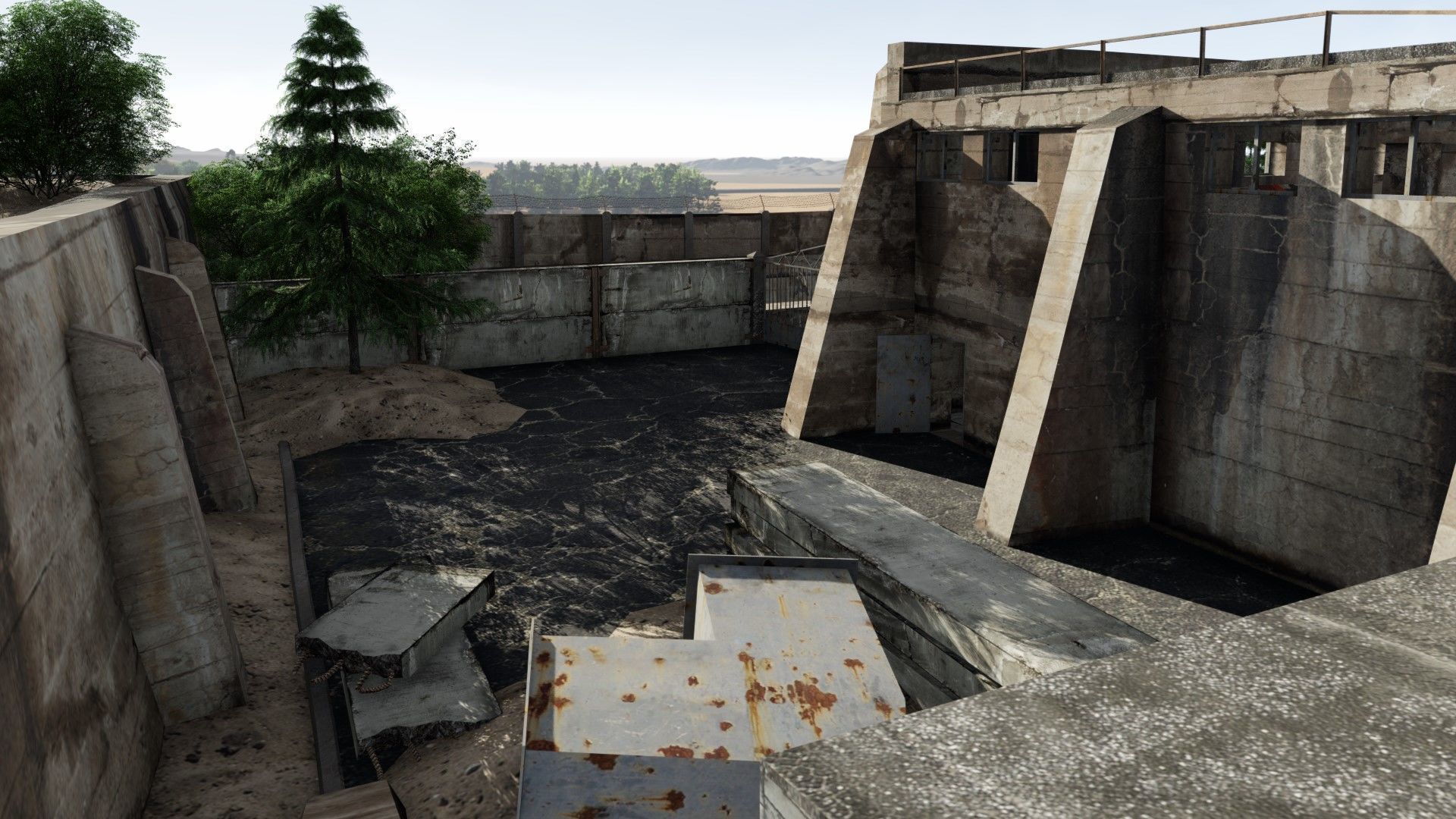 abandoned industrial site with underground bomb shelters Low-poly 3D model_16