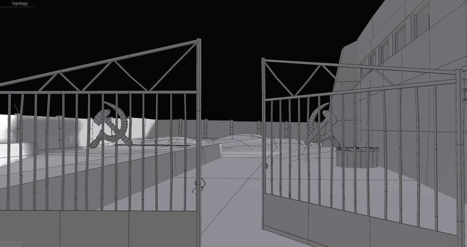 abandoned industrial site with underground bomb shelters Low-poly 3D model_15