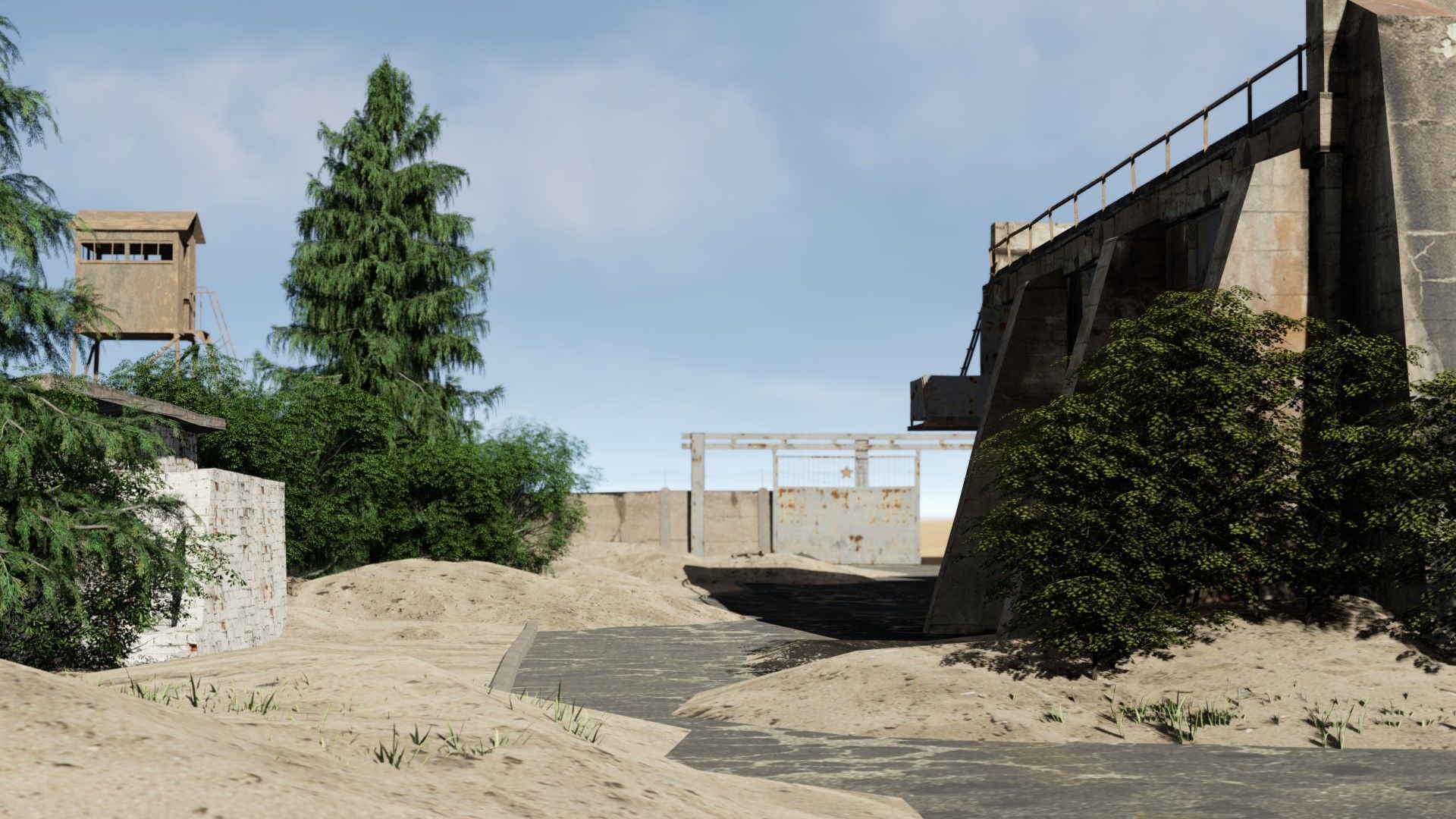 abandoned industrial site with underground bomb shelters Low-poly 3D model_26