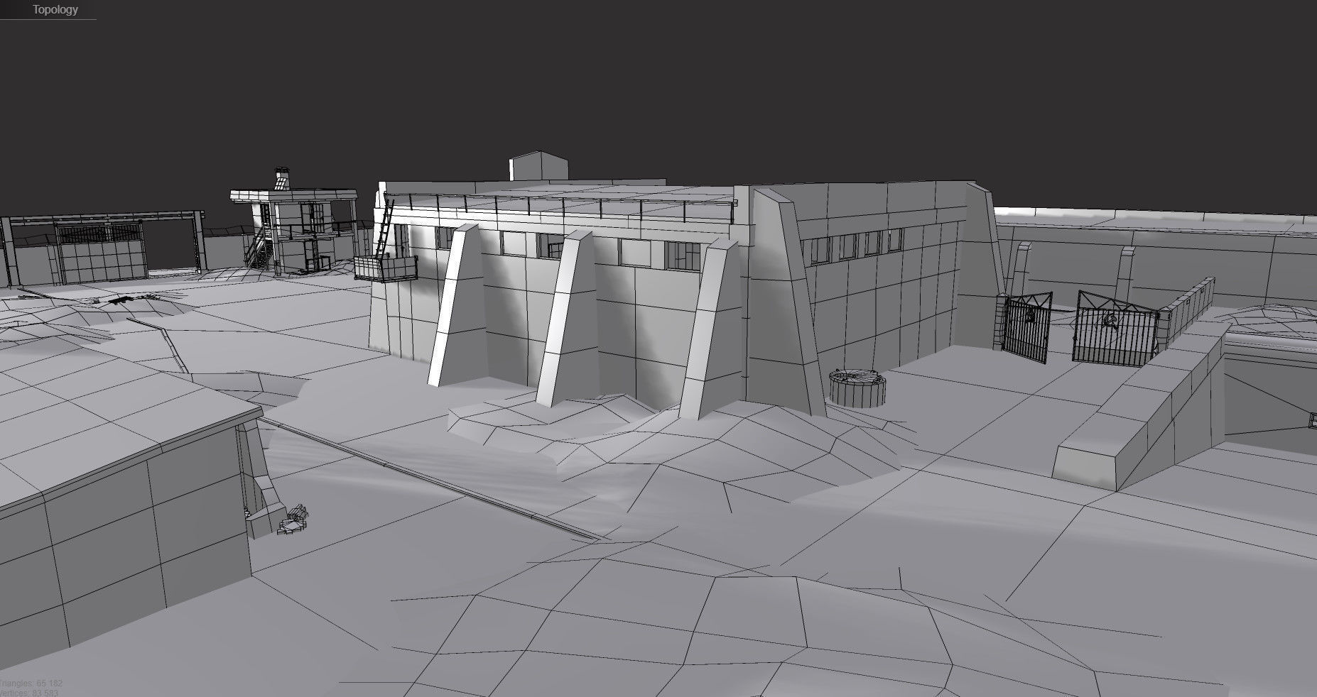 abandoned industrial site with underground bomb shelters Low-poly 3D model_24