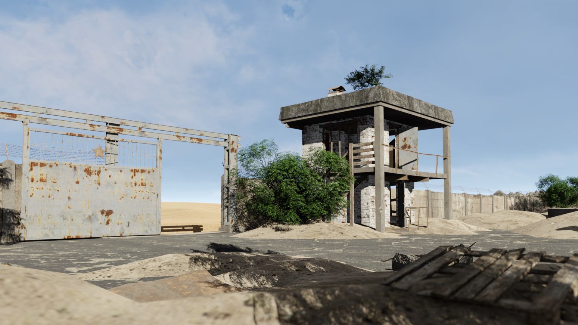 abandoned industrial site with underground bomb shelters Low-poly 3D model_25