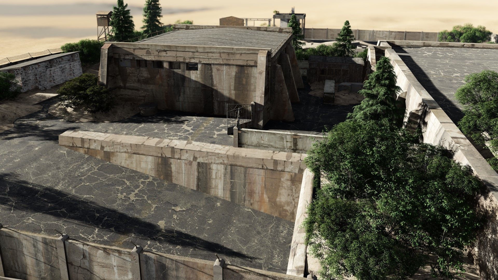 abandoned industrial site with underground bomb shelters Low-poly 3D model_29