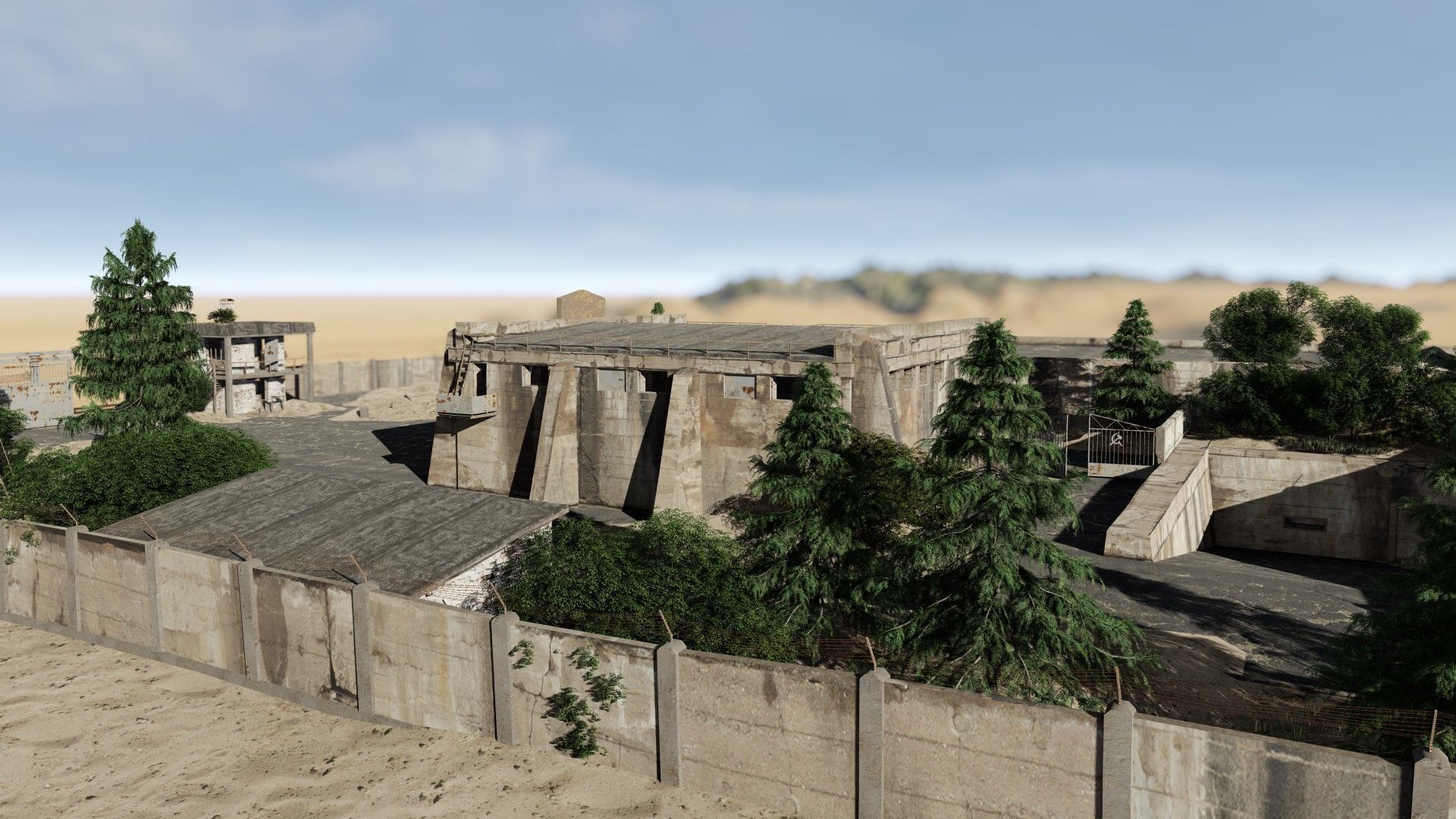 abandoned industrial site with underground bomb shelters Low-poly 3D model_28