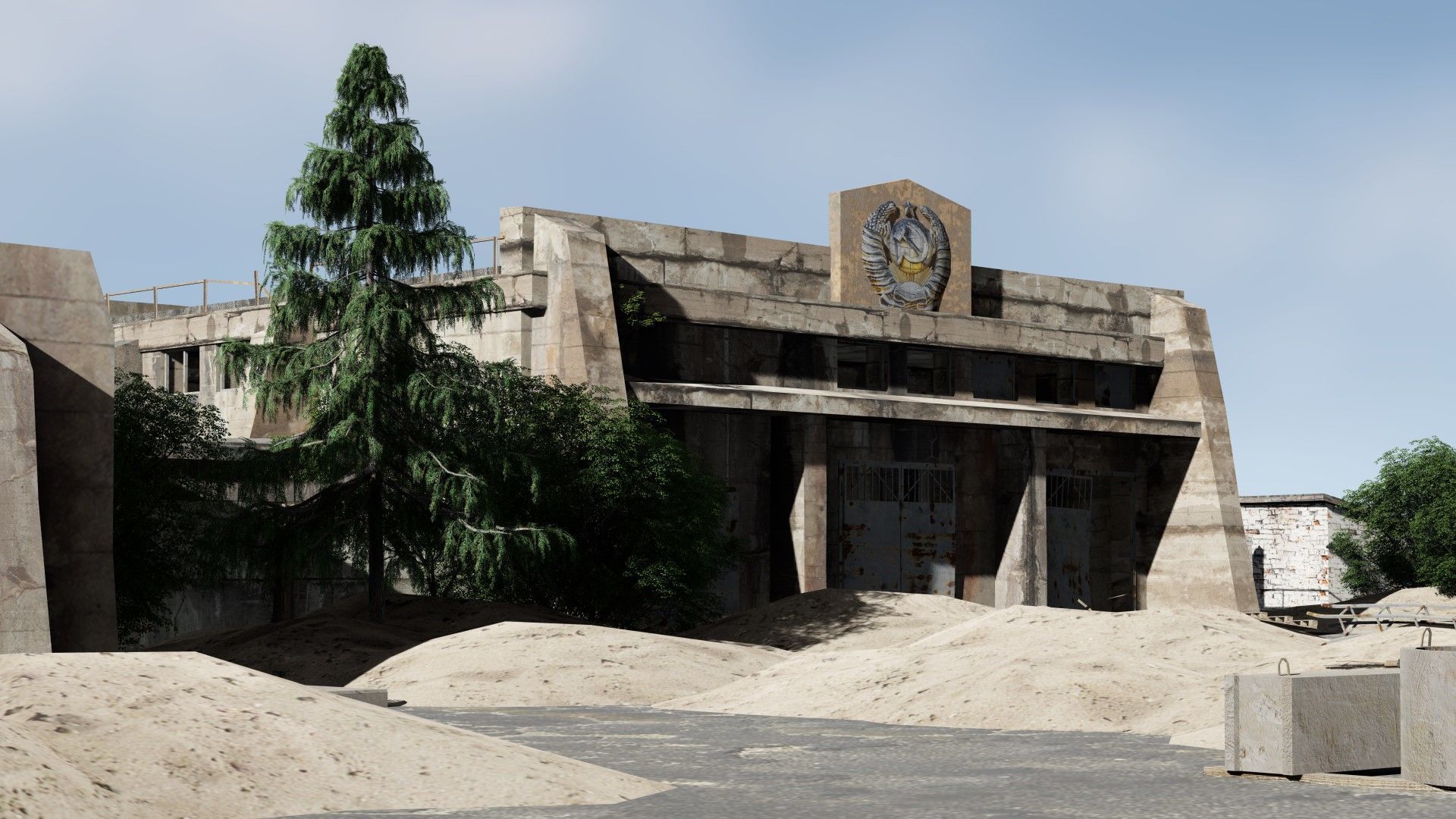 abandoned industrial site with underground bomb shelters Low-poly 3D model_17