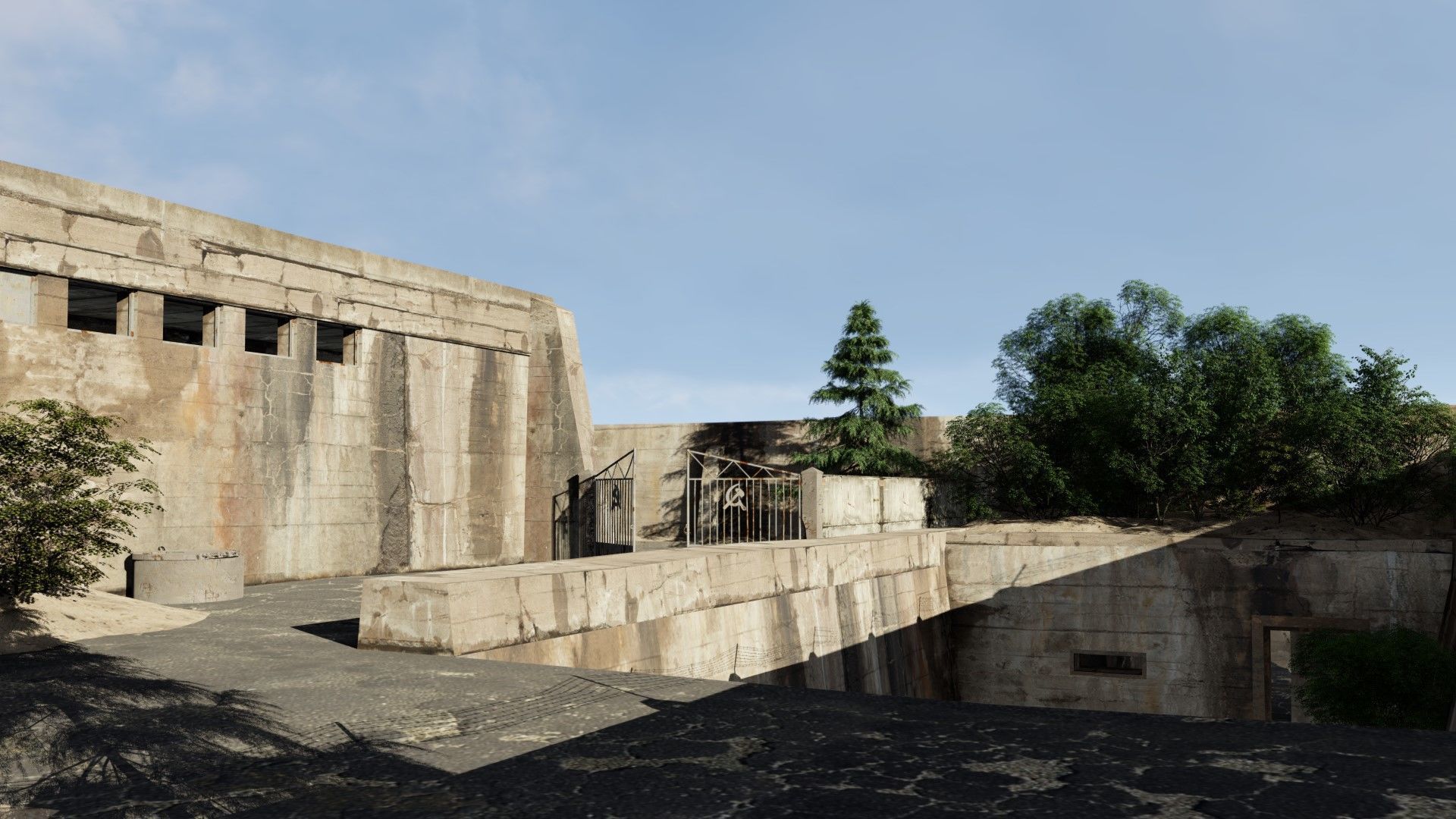 abandoned industrial site with underground bomb shelters Low-poly 3D model_11