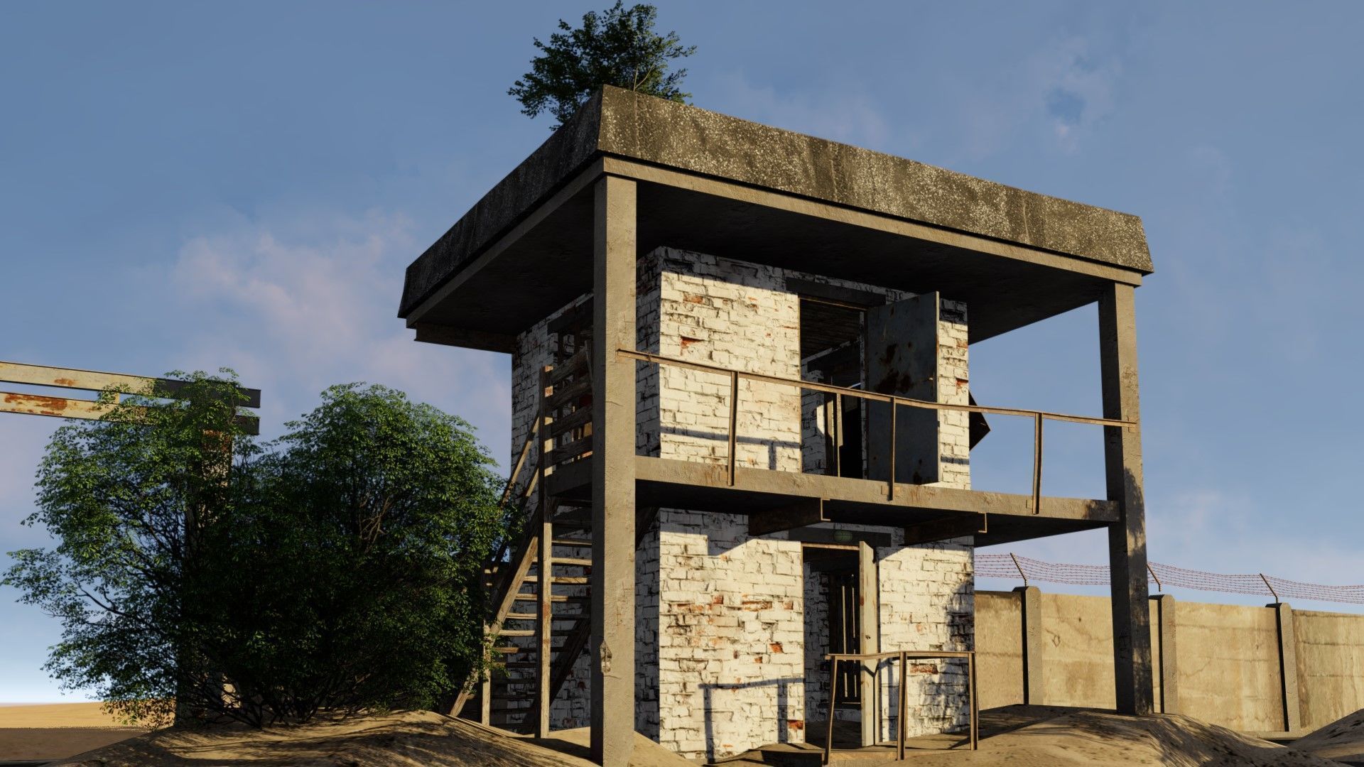 abandoned industrial site with underground bomb shelters Low-poly 3D model_12