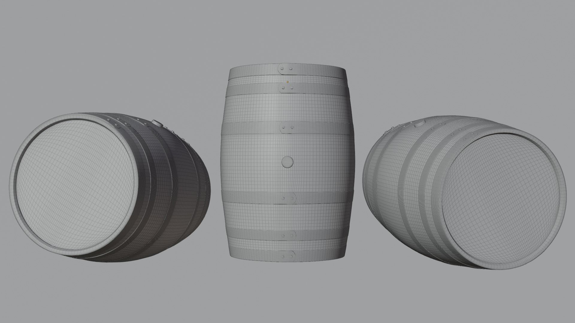 Wooden Whisky Barrel Low-poly 3D model_6