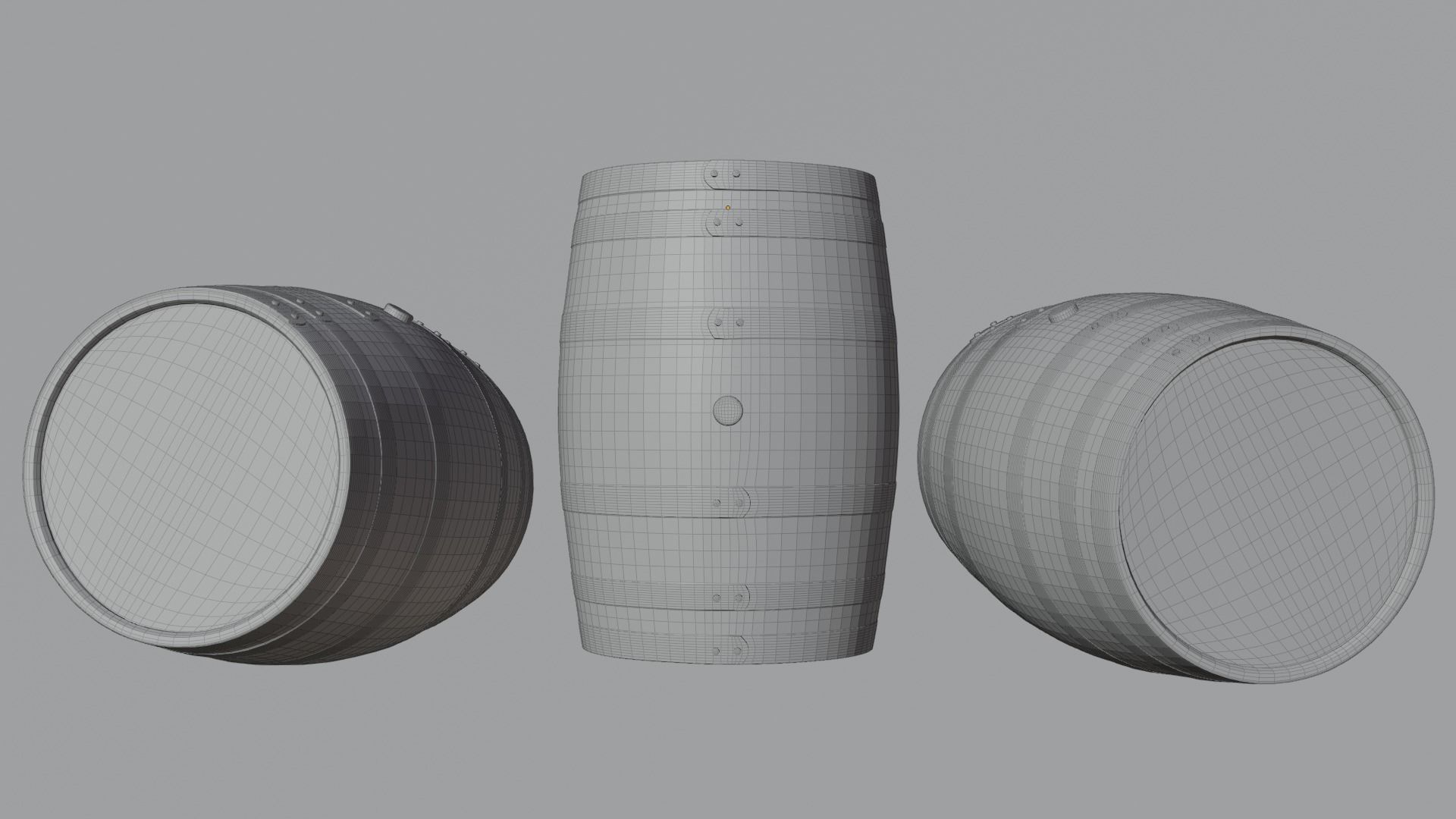 Wooden Whisky Barrel Low-poly 3D model_7