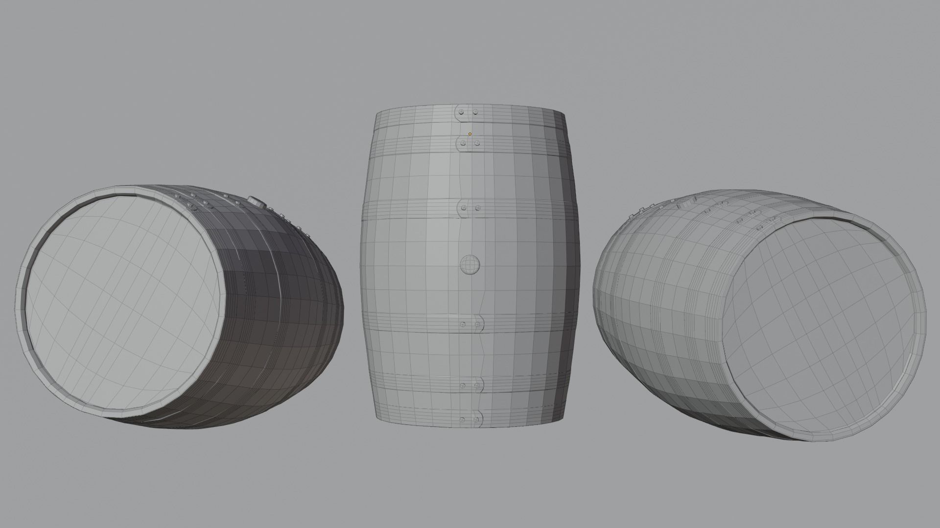 Wooden Whisky Barrel Low-poly 3D model_8