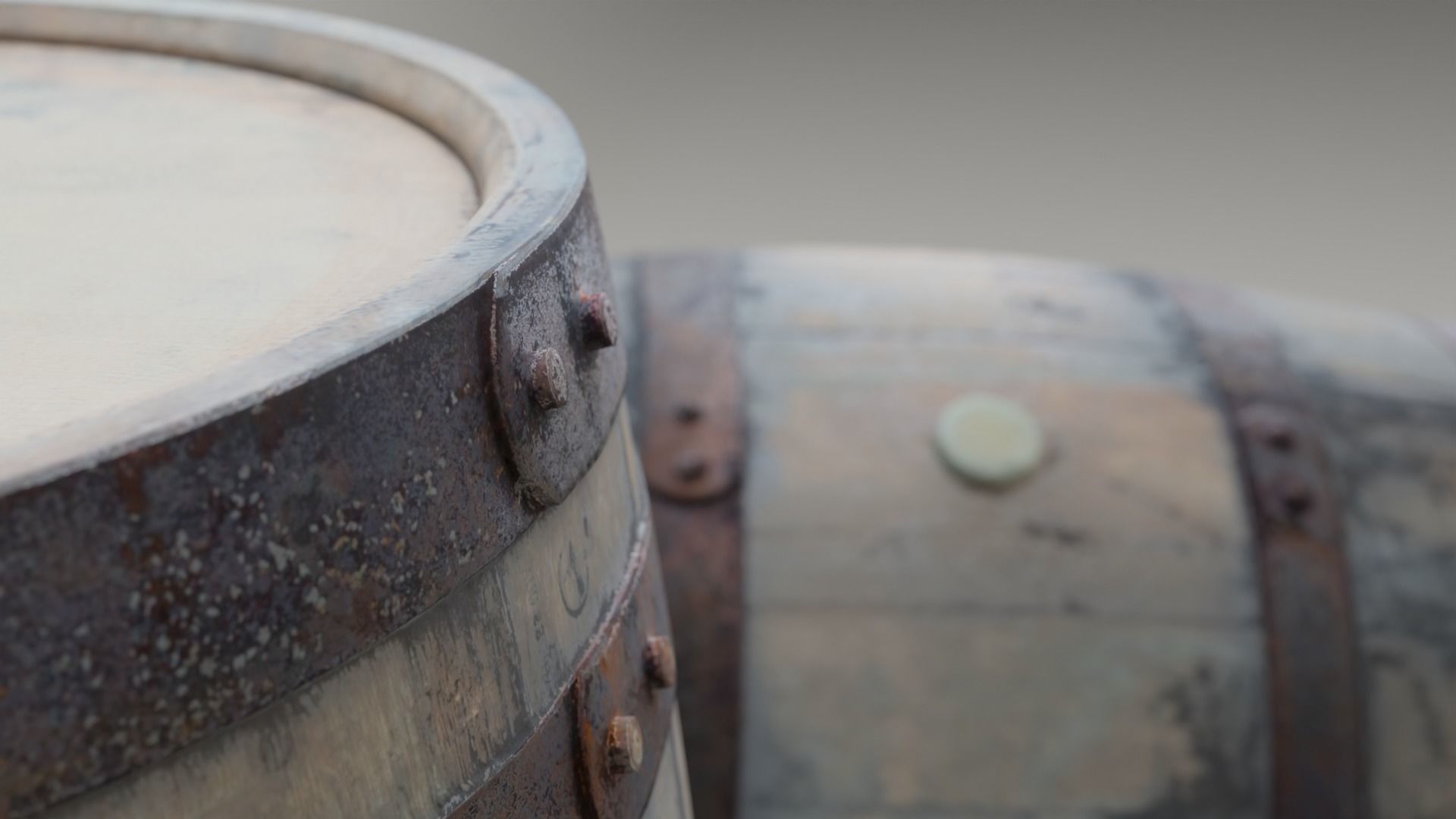 Wooden Whisky Barrel Low-poly 3D model_4