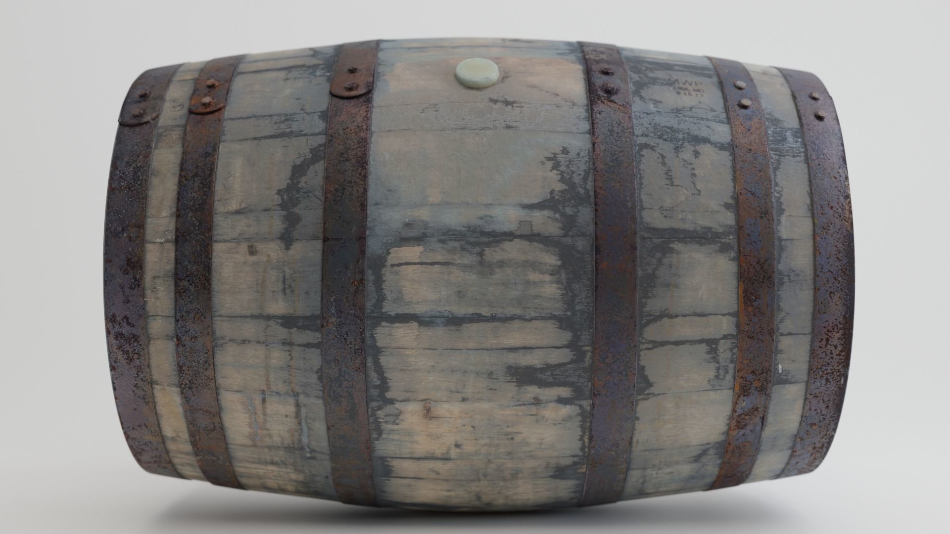 Wooden Whisky Barrel Low-poly 3D model_2