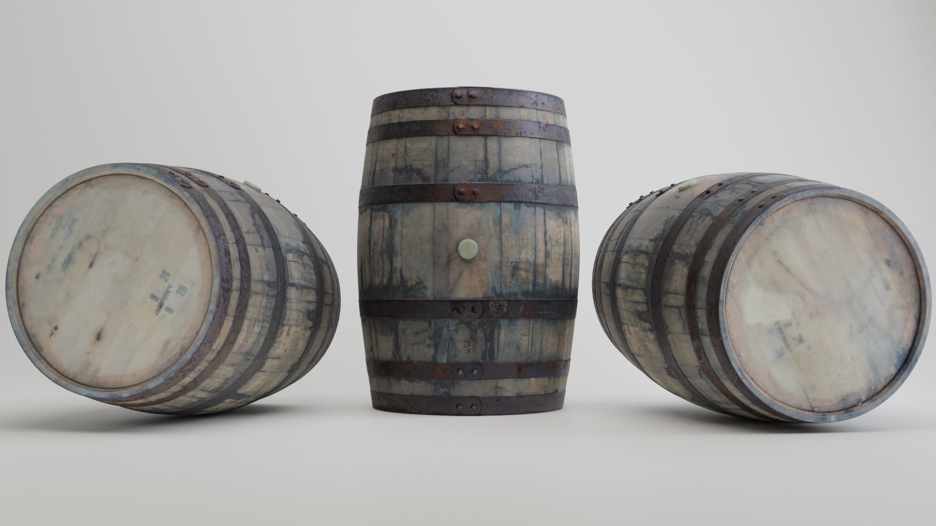 Wooden Whisky Barrel Low-poly 3D model_1