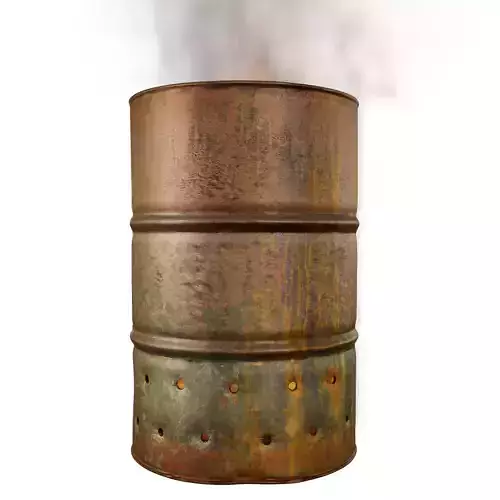 Oil Drum Barrel Fire Place Low-poly 3D model