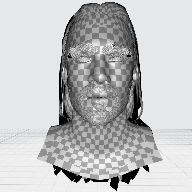 Realistic Wavy Long Man Hair card Low-poly 3D model_27