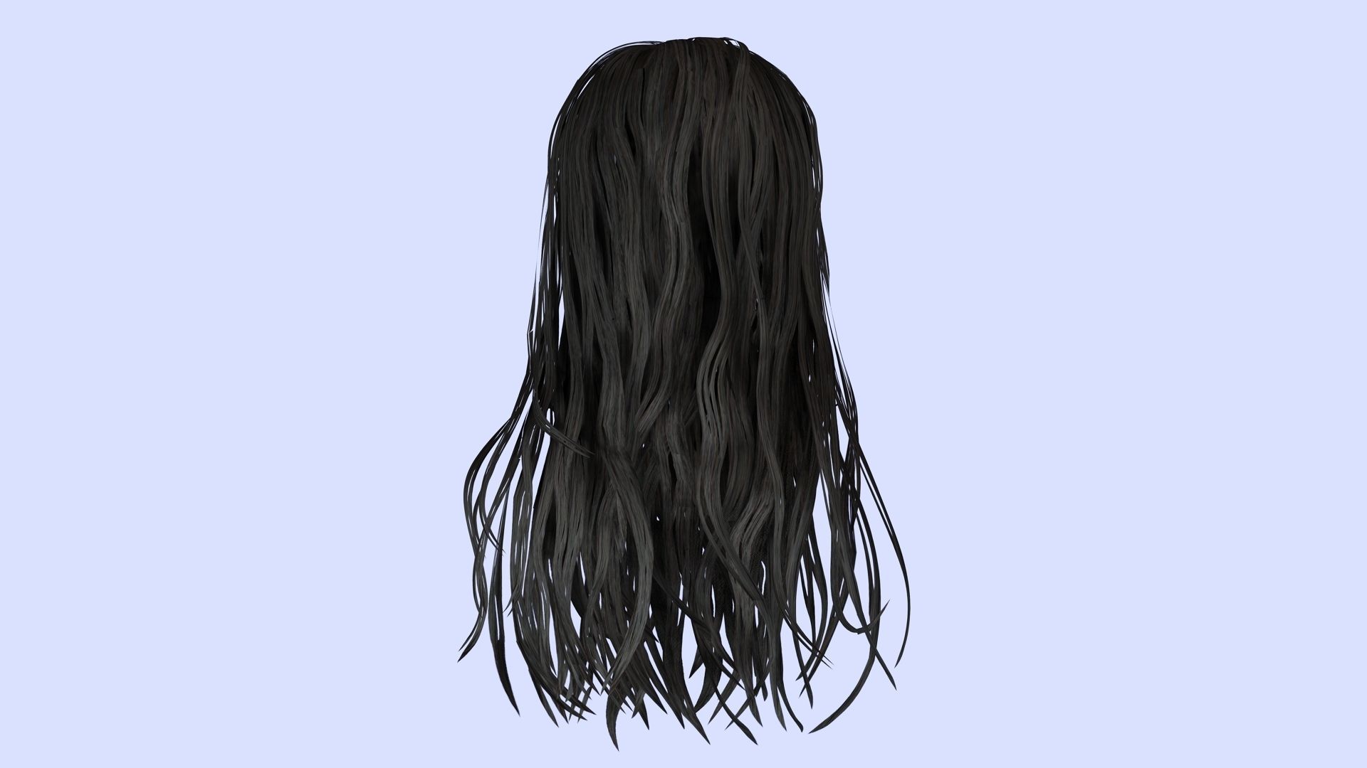 Realistic Wavy Long Man Hair card Low-poly 3D model_2
