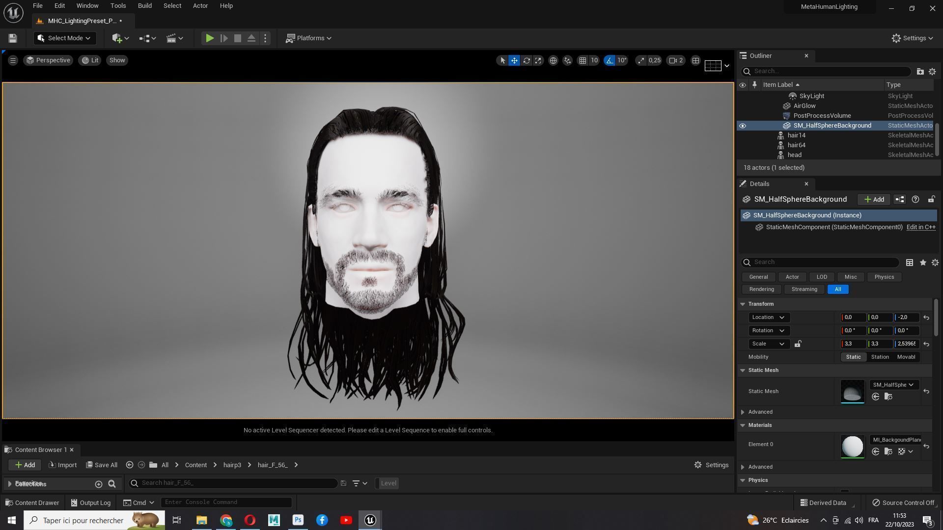 Realistic Wavy Long Man Hair card Low-poly 3D model_22